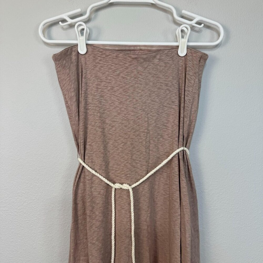 Free People Beach Peyton Dress Strapless Tube Style Pull On Belted Tan Size S - Picture 8 of 14